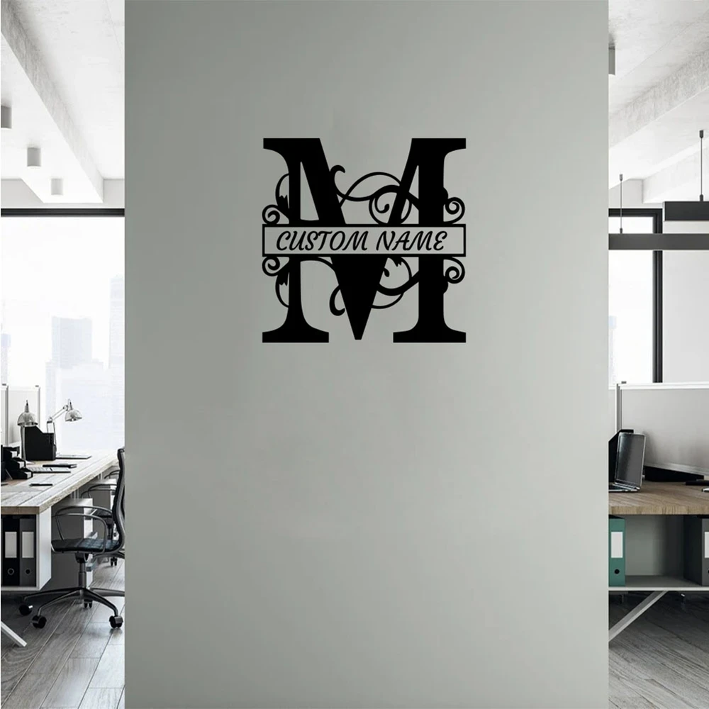 1PC Autocollant mural personnalisé avec lettre M mignonne, décoration murale amovible pour salon, décoration de porte, décorations murales