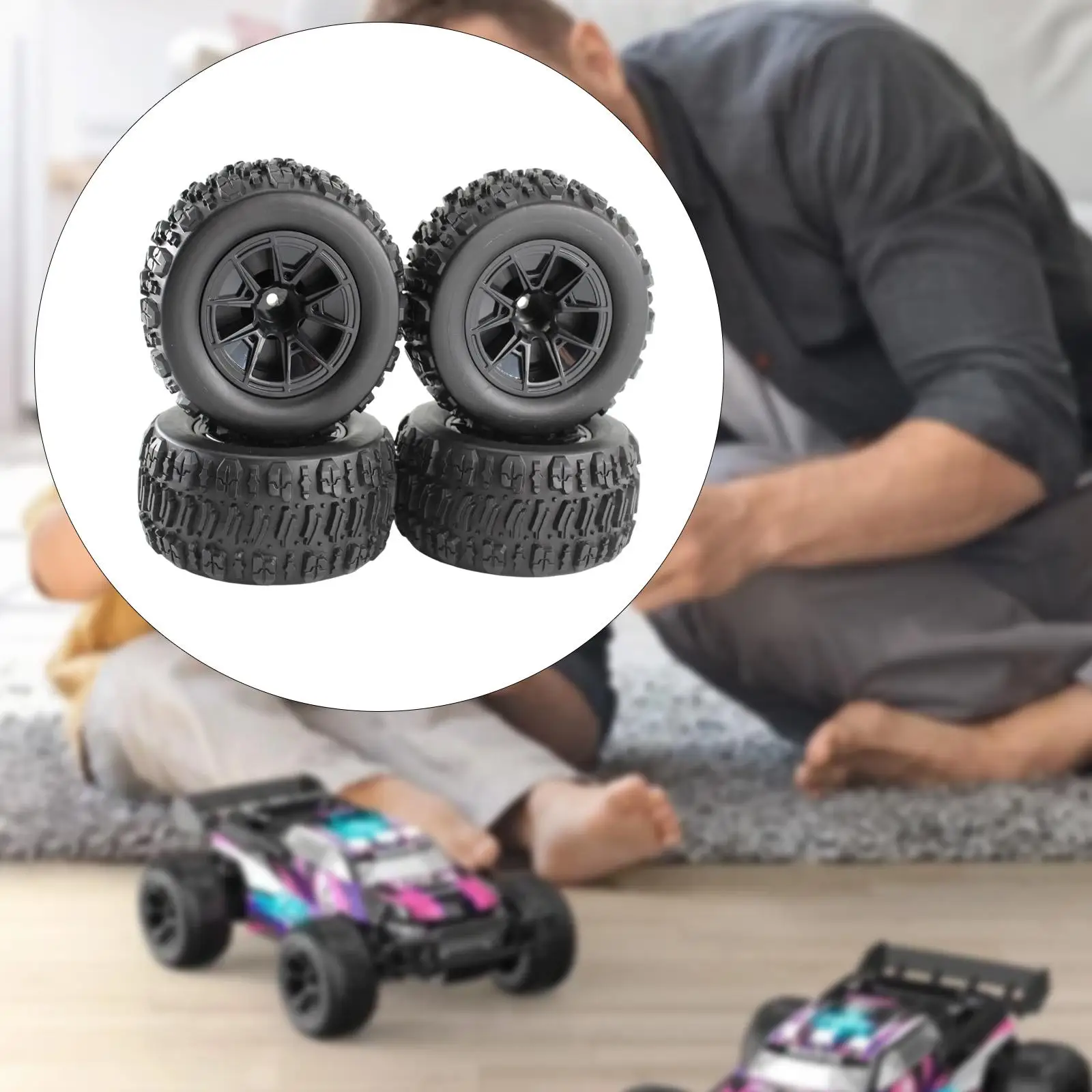 

RC Car Tires Widened Design Black Rubber for Remote Control 1 16 Model Compatible with 14209 16101