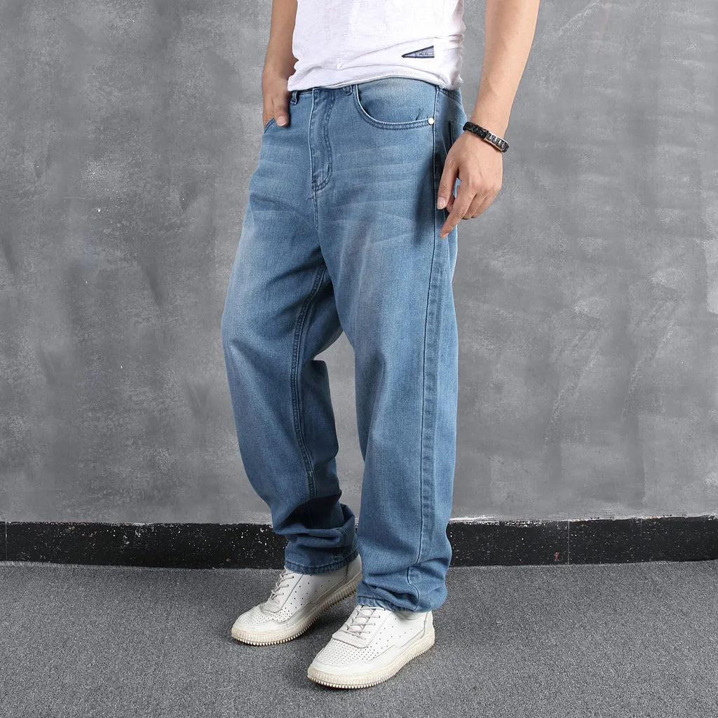 

Summer Soft Lyocell Fabric Men'S Jeans Thin Loose Straight Pants Drawstring Elastic Waist Korea Casual Trousers Plus Size 32-40