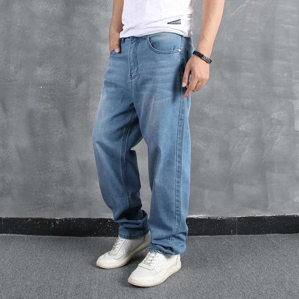 Summer Soft Lyocell Fabric Men'S Jeans Thin Loose Straight Pants Drawstring Elastic Waist Korea Casual Trousers Plus Size 32-40