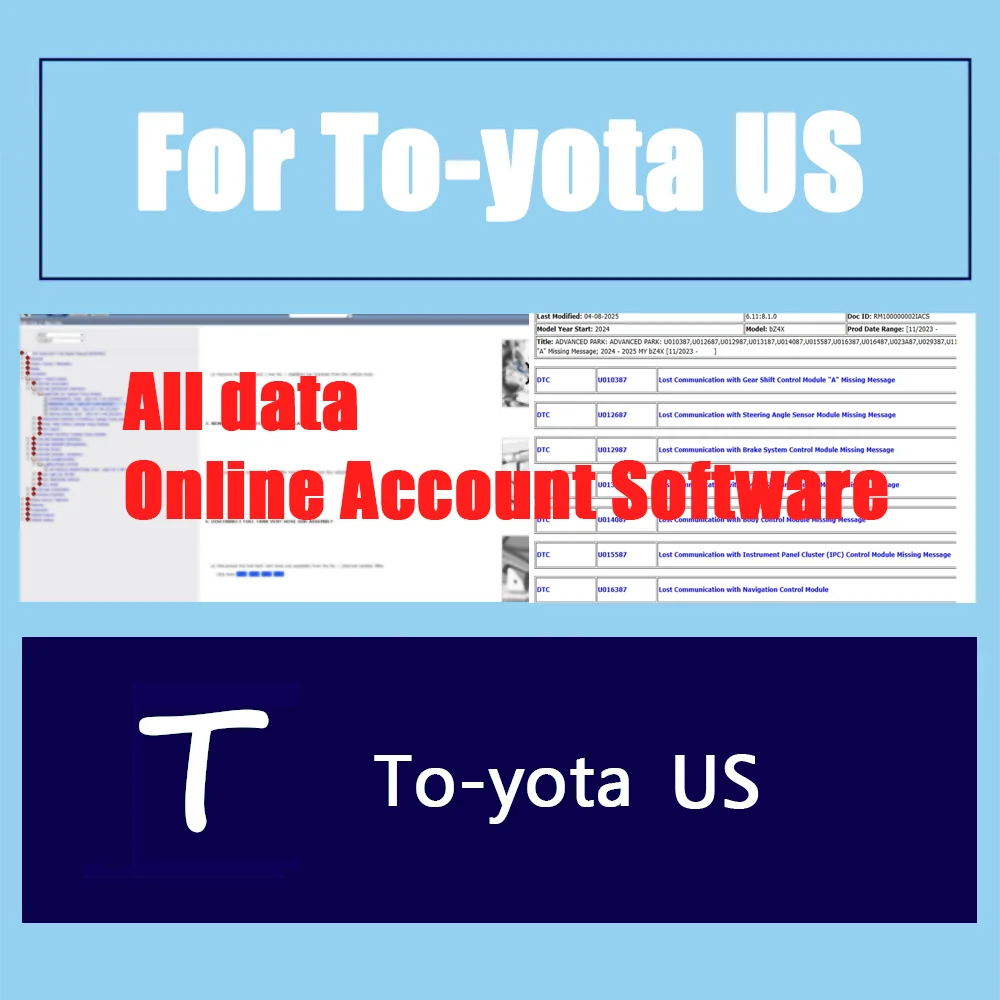 

Онлайн-аккаунт для Toyota, США, схема Alldata To-yota, США, новейшее программное обеспечение для ремонта автомобилей для мастерской, поддержка мобильного/ПК, вход