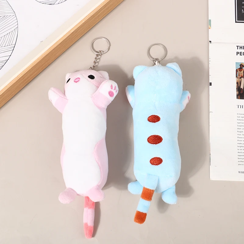 1Pcs Lovely Long Cat Plush Doll Toys Soft Stuffed Animal Keychain Backpack Pendant For Kids Girls Birthday Gifts