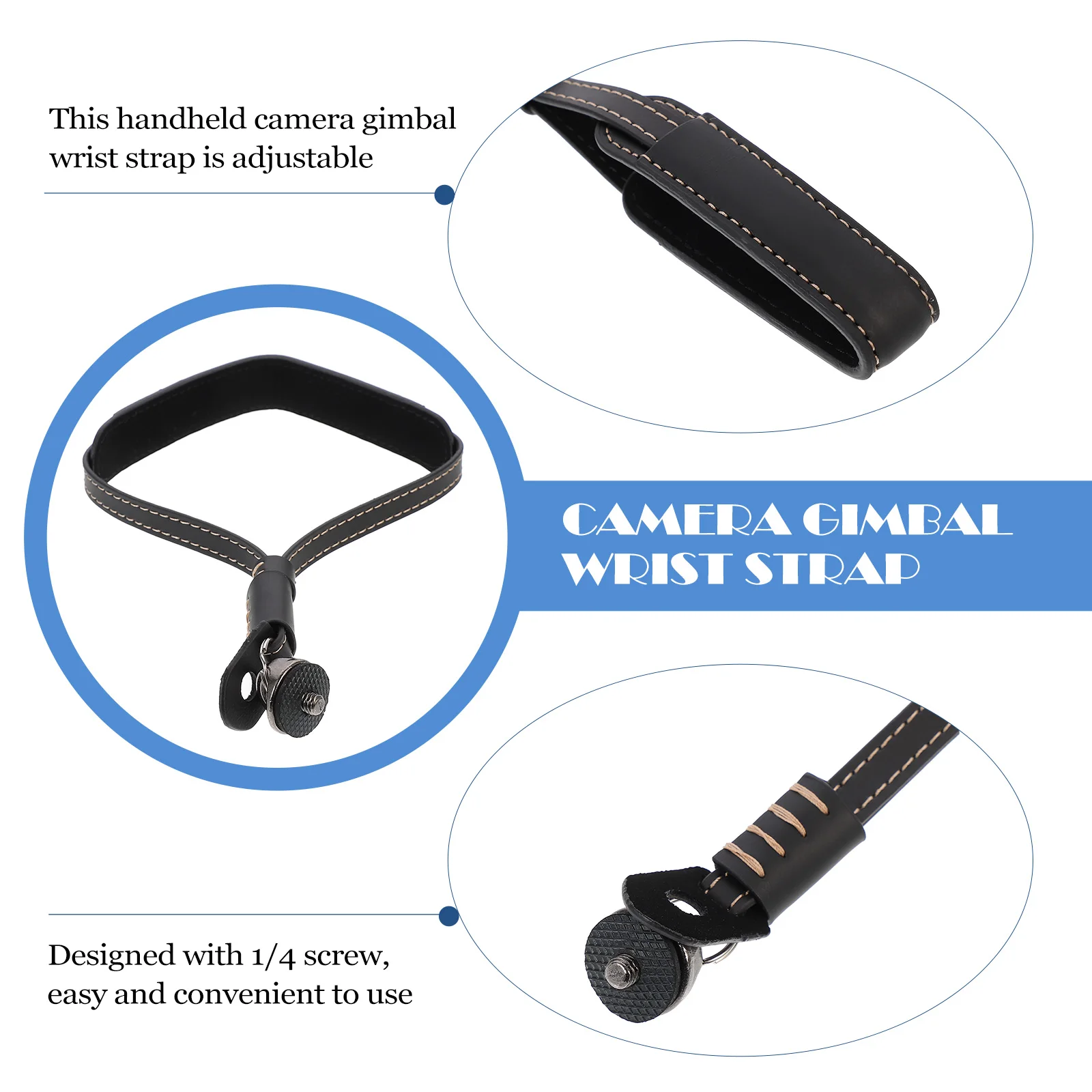 

H held Gimbal Wrist Strap 1 4 Metal Screw Universal Camera Lanyard Belt Black Travel Adjustable Comfortable Fit Stable