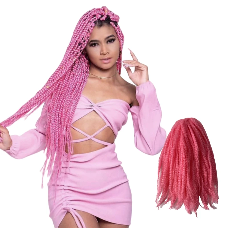 

6 Packs Synthetic Hair Bulk Pink Color Mary Braids Hair Extensions for Box Braiding Black Woman