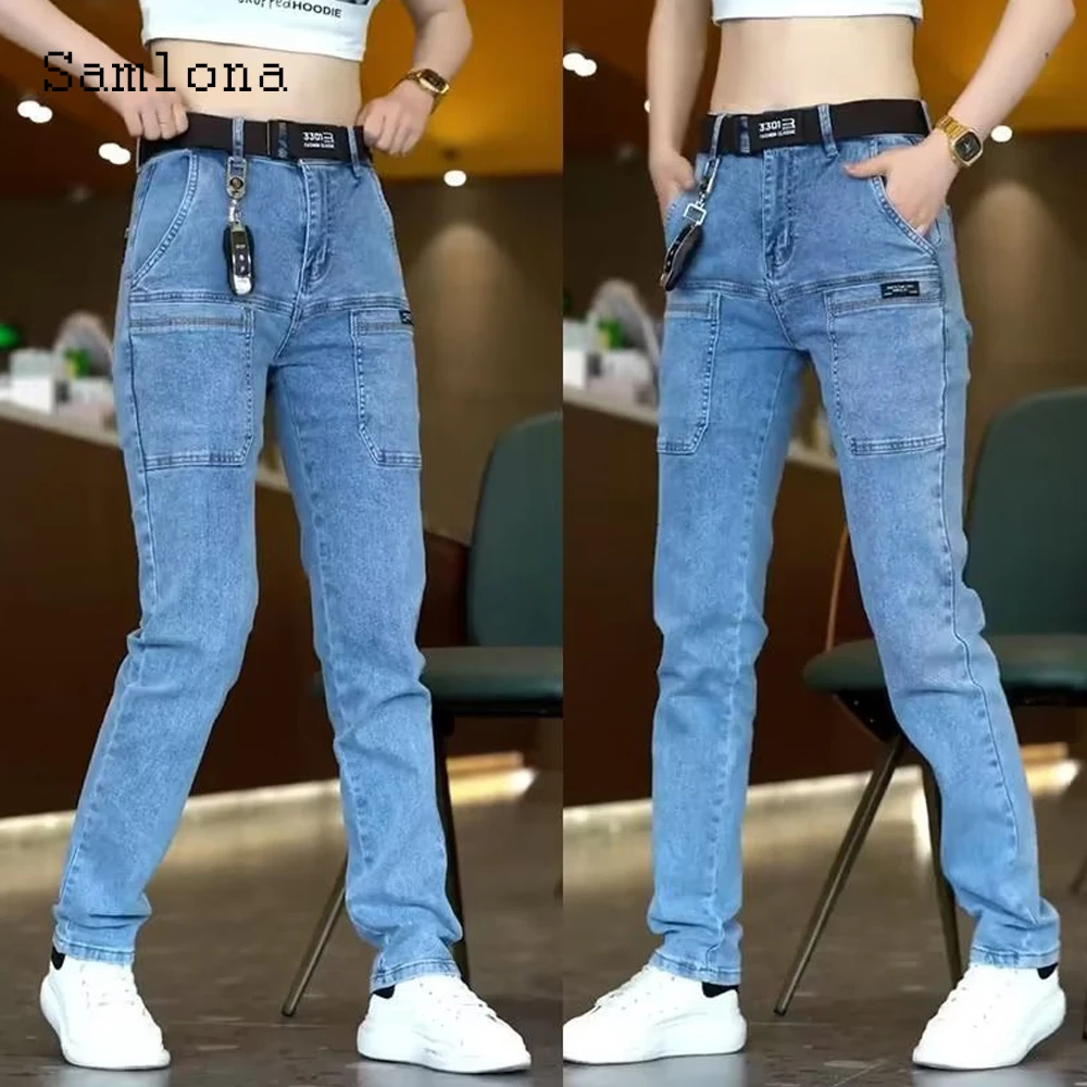 2023 Men's Casual Stand Pocket Demin Pants Solid Basic Vintage Street Jeans Trouser Plus Size Mens Fashion Pencil Demin Pants