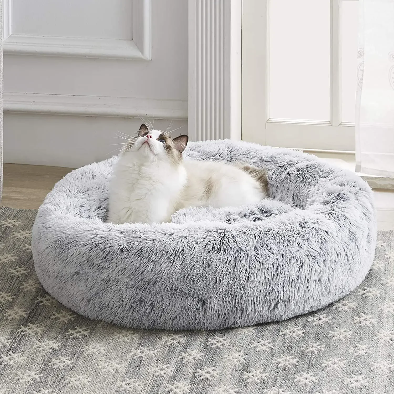 Calming Cat Bed  Soft Round Dog Beds Anti-Anxiety Donut Cuddler House Warming Cozy Fluffy Plush Fleece Dog toys for large dogs