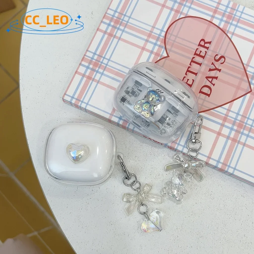 For JBL TUNE Beam Case Clear Soft Case Cartoon Bear Cute Pendant JBL TUNE Buds Shockproof Shell Protective Cover