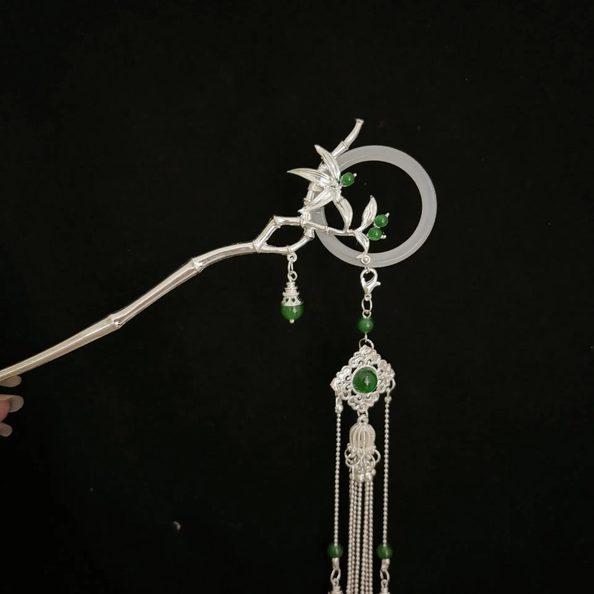 Chinese Style Hair Stick Bamboo Tassel Hairpin - Hanfu Hair Accessories for Women, Step Shake Hair Pin Christmas Gift - view 6