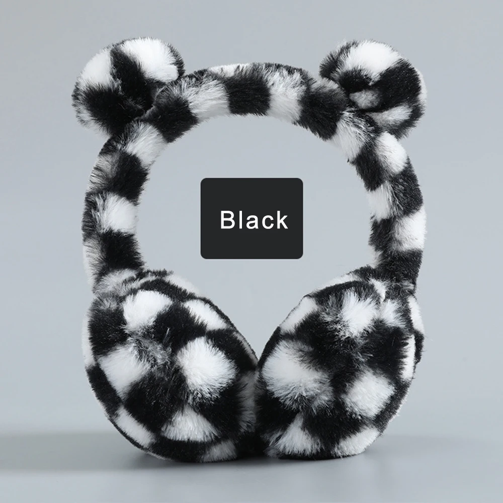 Women Men Winter Warm Cute Faux Furry Earmuffs Headband Outdoor Windproof Solid Color Foldable Fluffy Ear Covers Warmers