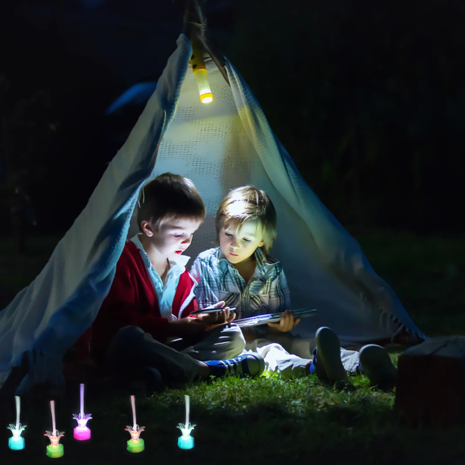 12 szt. Lampki światłowodowe w kształcie róży, wielokolorowe, zmieniające kolory, dekoracyjne światła LED z gipsówki, idealne na Boże Narodzenie, wesele, imprezy, do domu, biura, na prezenty.