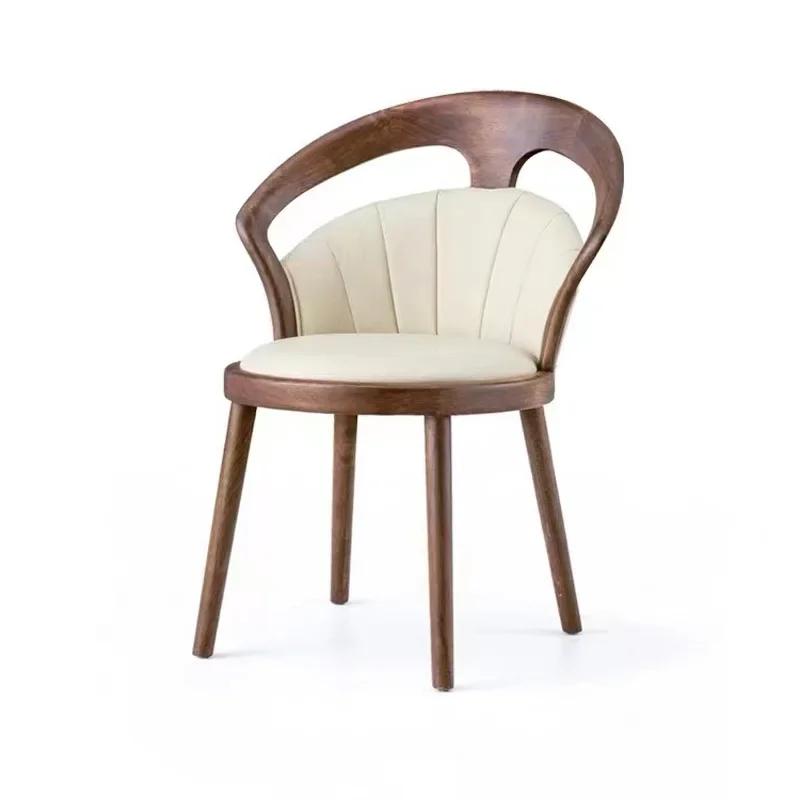 curved wooden fan-shaped backrest chair, hotel homestay solid wood negotiation chair, restaurant solid wood dining chair