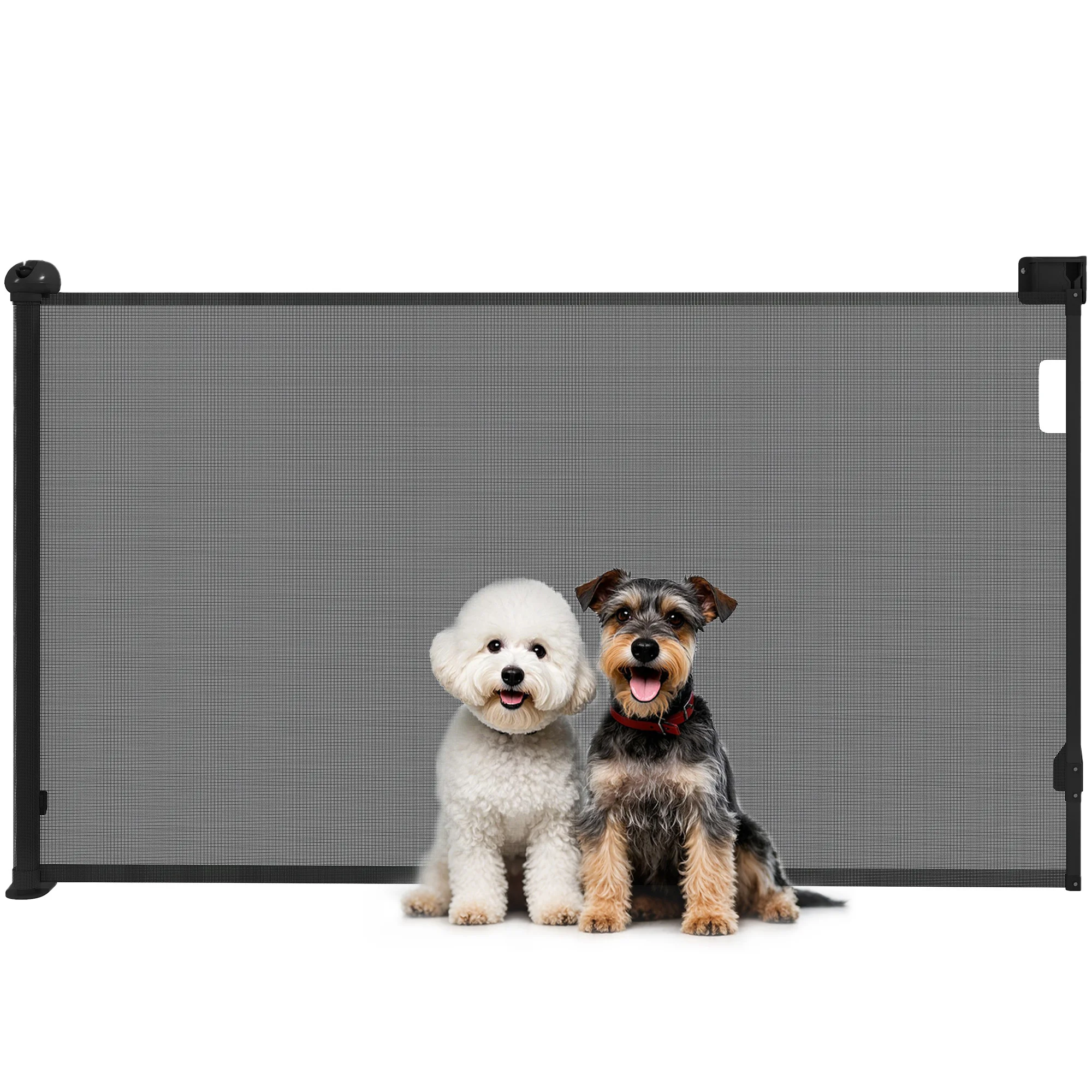 PawHut Barrera para Perros Retráctil 0-140 cm Barrera de Seguridad con Interruptor de Cierr para Puertas y Escaleras