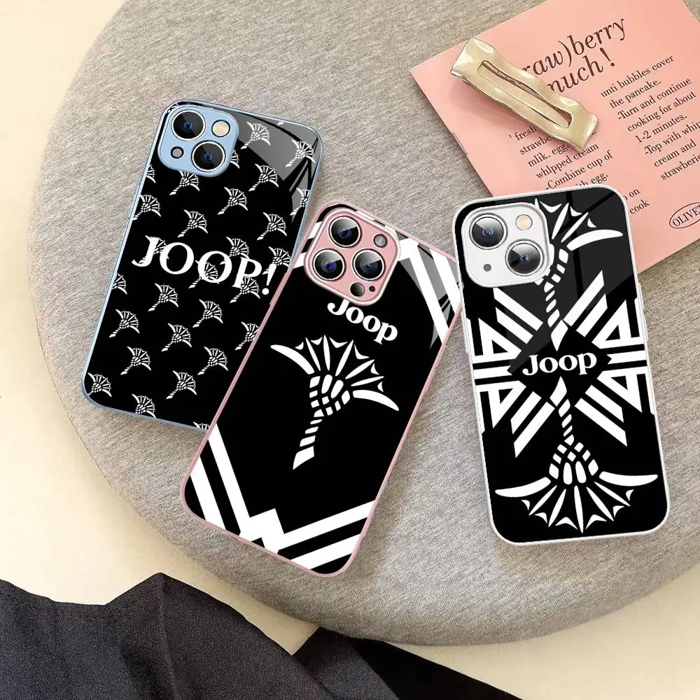 High End Fashion Brand J-Joops Logo Tempered Glass For Iphone 14 13 12 11 Pro Mini XS MAX 14Plus X XS XR Cover