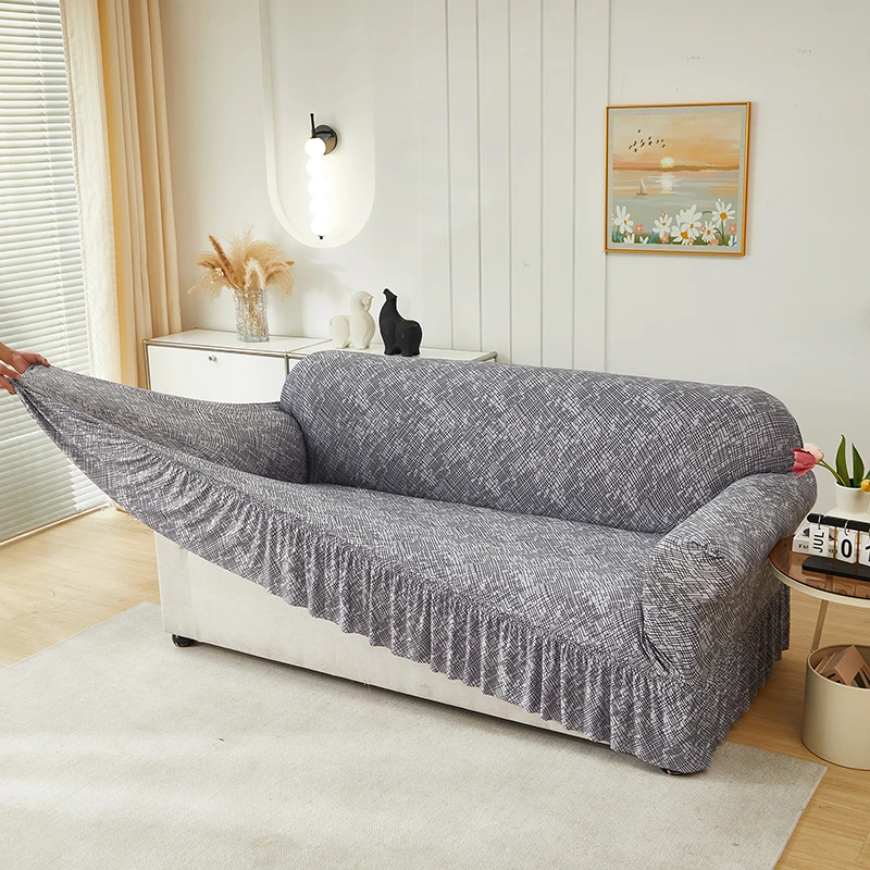 1/2/3/4 Seater Nordic Sofa Skirt Cover Stretch Spandex Sofa Cover for Living Room Armchair Slipcover Furniture Protector