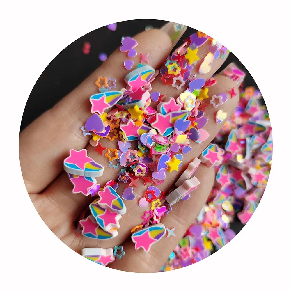 Rainbow Shooting Star Mixed Star Heart Sequins Slices Polymer Clay Sprinkles for Slime Crafts DIY Cute Plastic Klei Accessories