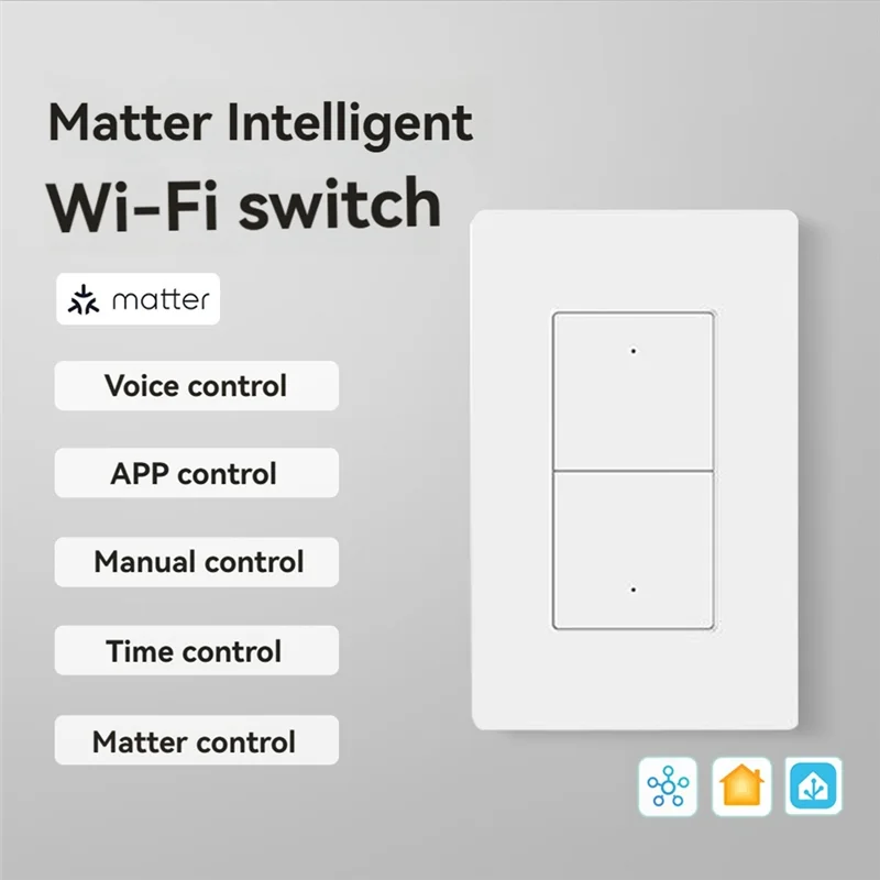 ABJF-Matter Wifi commutateur intelligent bouton bidirectionnel commande vocale interrupteur d'éclairage mural contrôlé par application pour TUYA/Google/Smartthings