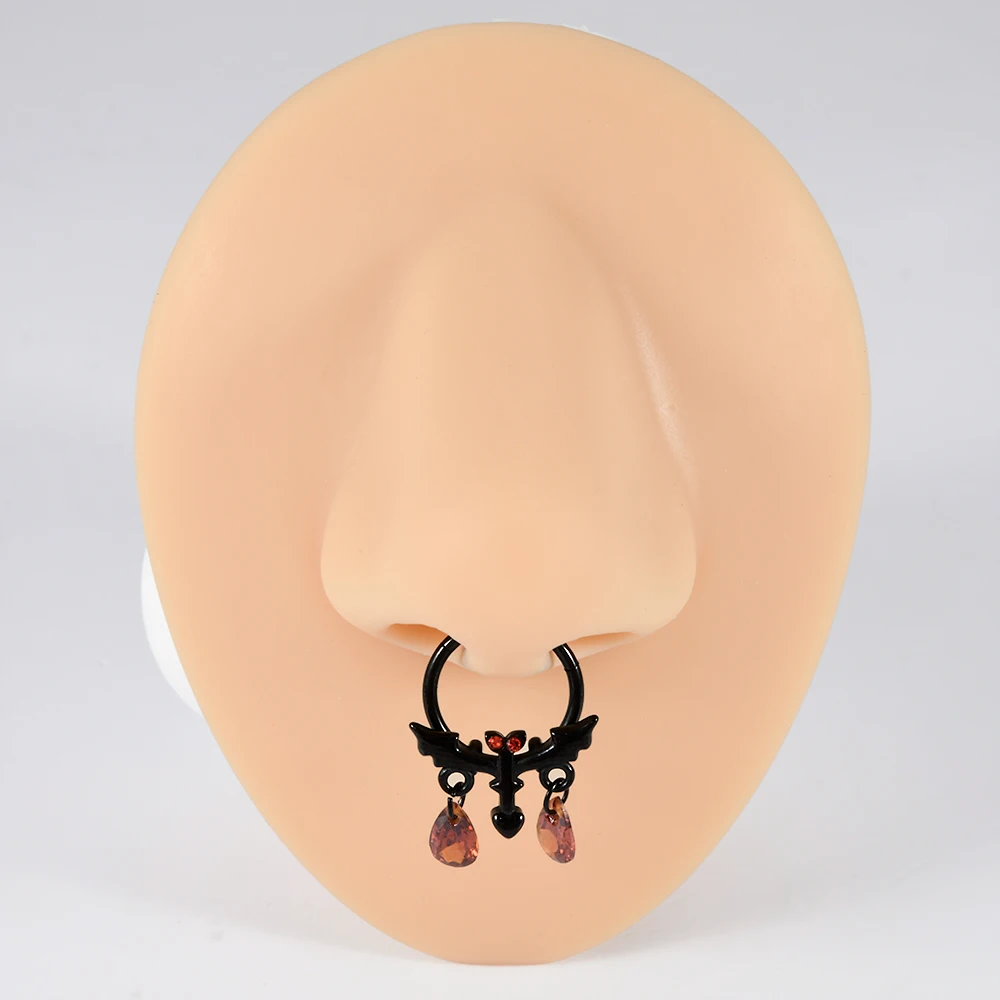 الفولاذ المقاوم للصدأ الأحمر الزركون الحاجز الفرس الشر الأذن الزنمة اللولب القرط الشفاه الدائري الحلمة الدائري الصناعية ثقب مجوهرات للجسم #4