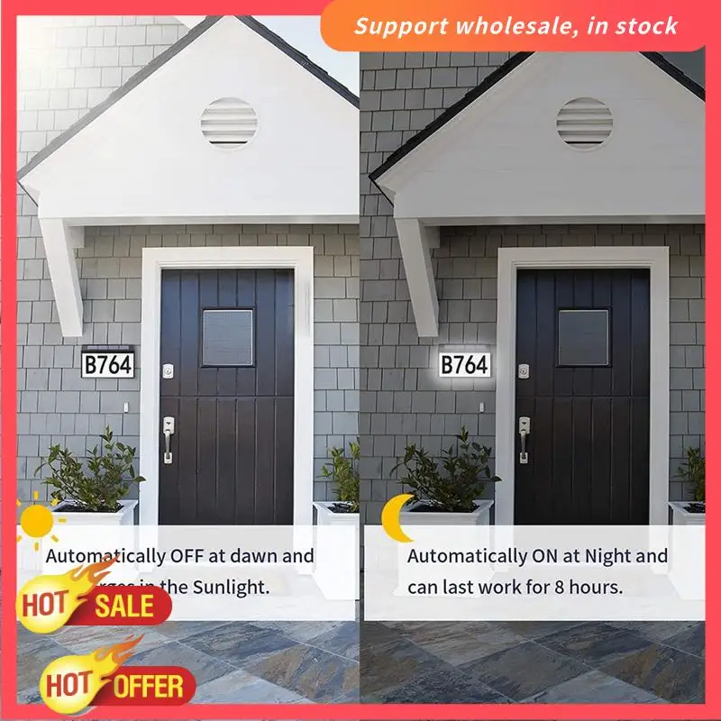 RISE-luz de placa de puerta Solar, luz de placa de número de dirección montada en la pared Digital LED impermeable para exteriores