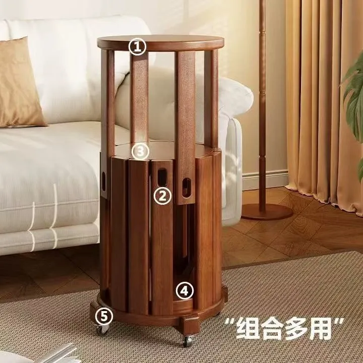 Household stools can be stacked solid wood round stools stacked Chinese low stools with pulleys wooden kitchen