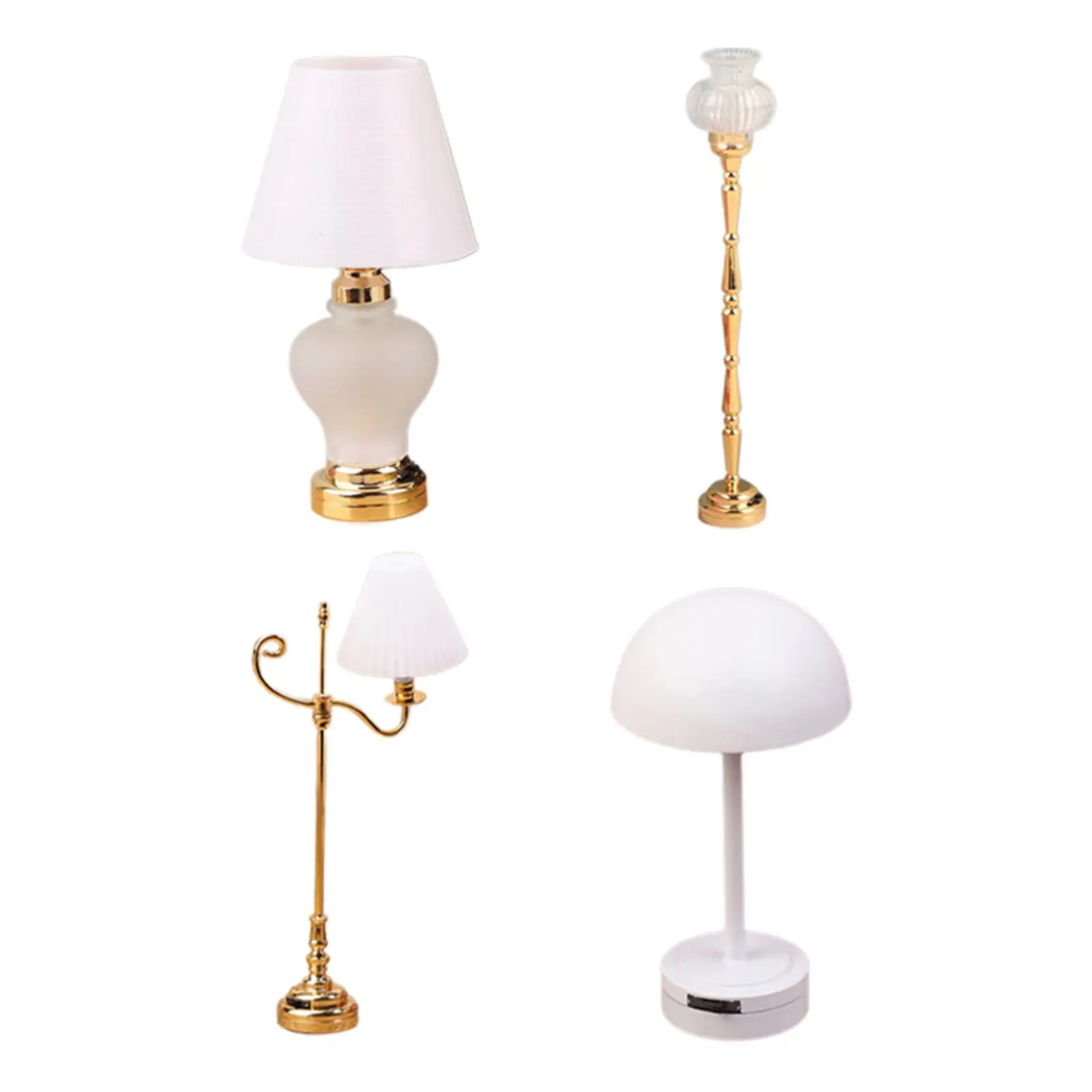 

Dollhouse Lamp Dolls House Accessories Modern Metal Functional Ornament Dollhouse Decoration Mini Lamp Model LED Miniature Light