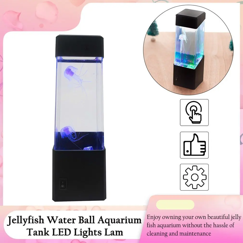 Color-Changing LED Jellyfish Lava Lamp Mini Aquarium Simulation Jellyfish Decorative Lamp Night Light Gift for Kids