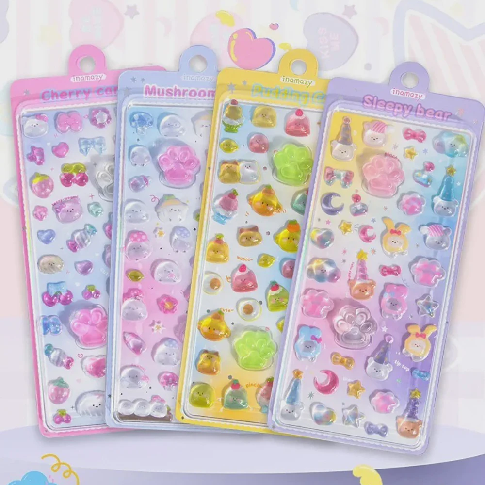 3D-erhabene Kristall-Katzenpfoten-Squishy-Aufkleber, Dekompressions-Cartoon-Aufkleber, DIY-Dekoration für Wasserbecher, Handyhüllen, Schülerbedarf – Detail 1