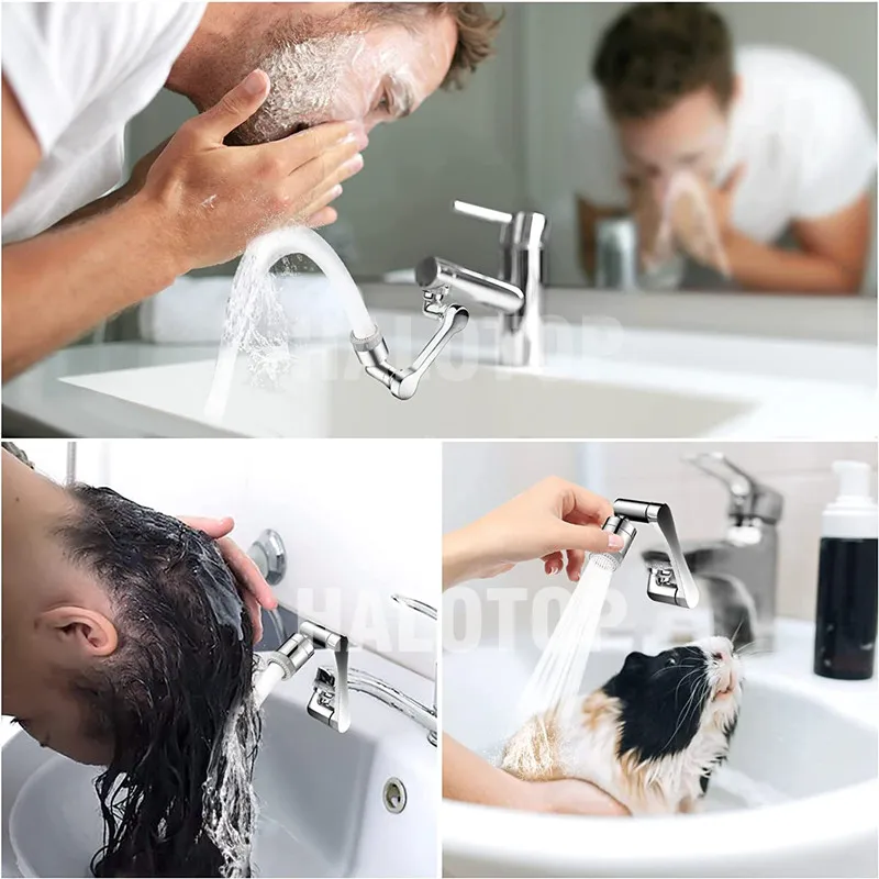 1080° Rotation Faucet Aerator Splash Dual Mode Kitchen Tap Extend Water Nozzle Faucet 22/24mm Adaptor Faucet Bubbler Robotic Arm