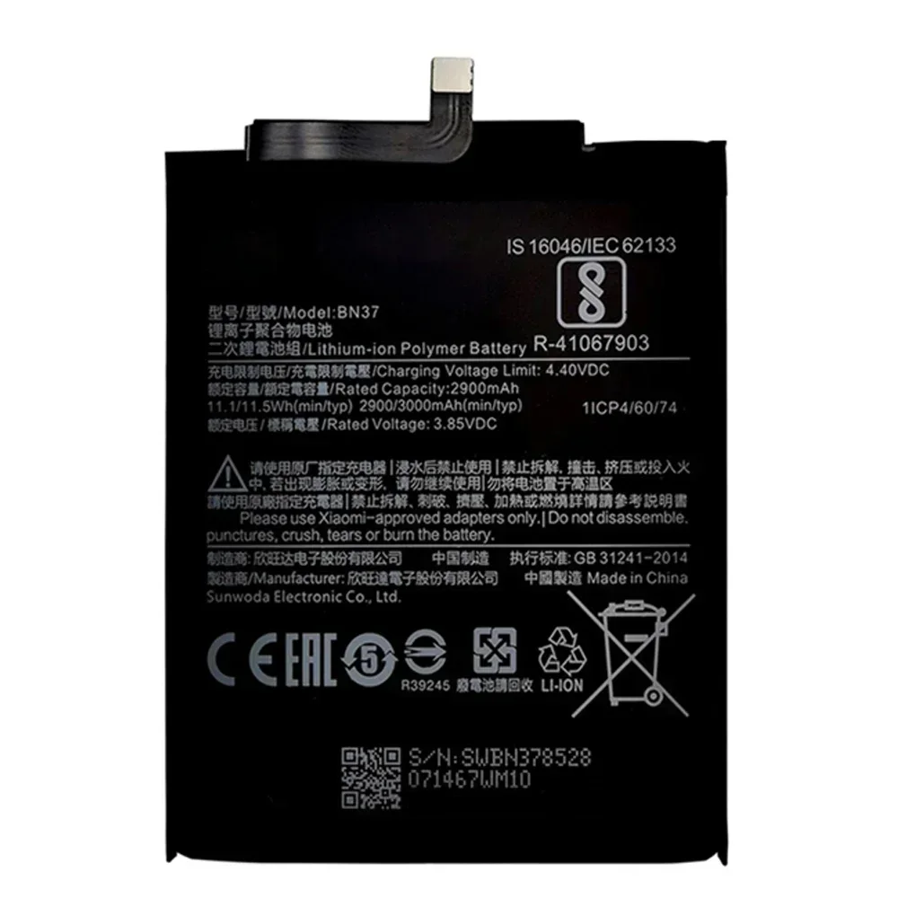 Replacement Battery For Xiaomi Mi Redmi 6, Redmi 6A, Redrice 6, BN37, Genuine Phone Battery, 3000mAh, Tools Kits, Original