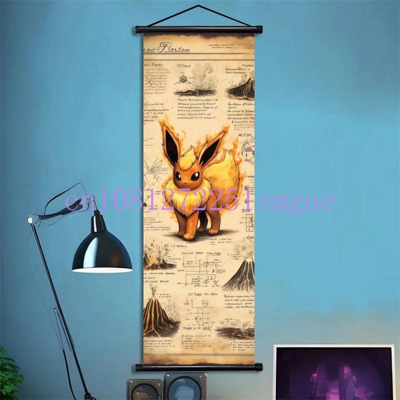 Pokemon Retro Charizard Bulbasaur Umbreon Gengar Scroll Art Cloth Anime Characters Wall Hanging Poster Halloween Xmas Decor - view 4