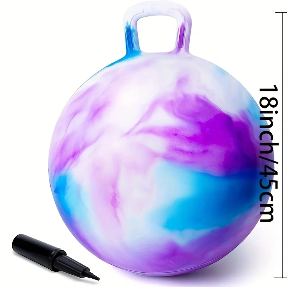 Hopping Toys for Kids, 18inch Bouncy Ball with Handle for Boys Girls , Inflatable Clouds Bounce Hopper Toy with Pump