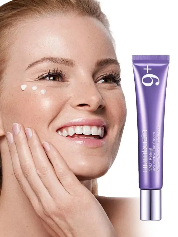 Numbuzin No.9 Volumetox Augencreme Strafft, Spendet Feuchtigkeit, NAD+ Retinal Hellt Auf, Augenpflegecreme Reduziert Tränensäcke und Glanzlose Haut unter den Augen