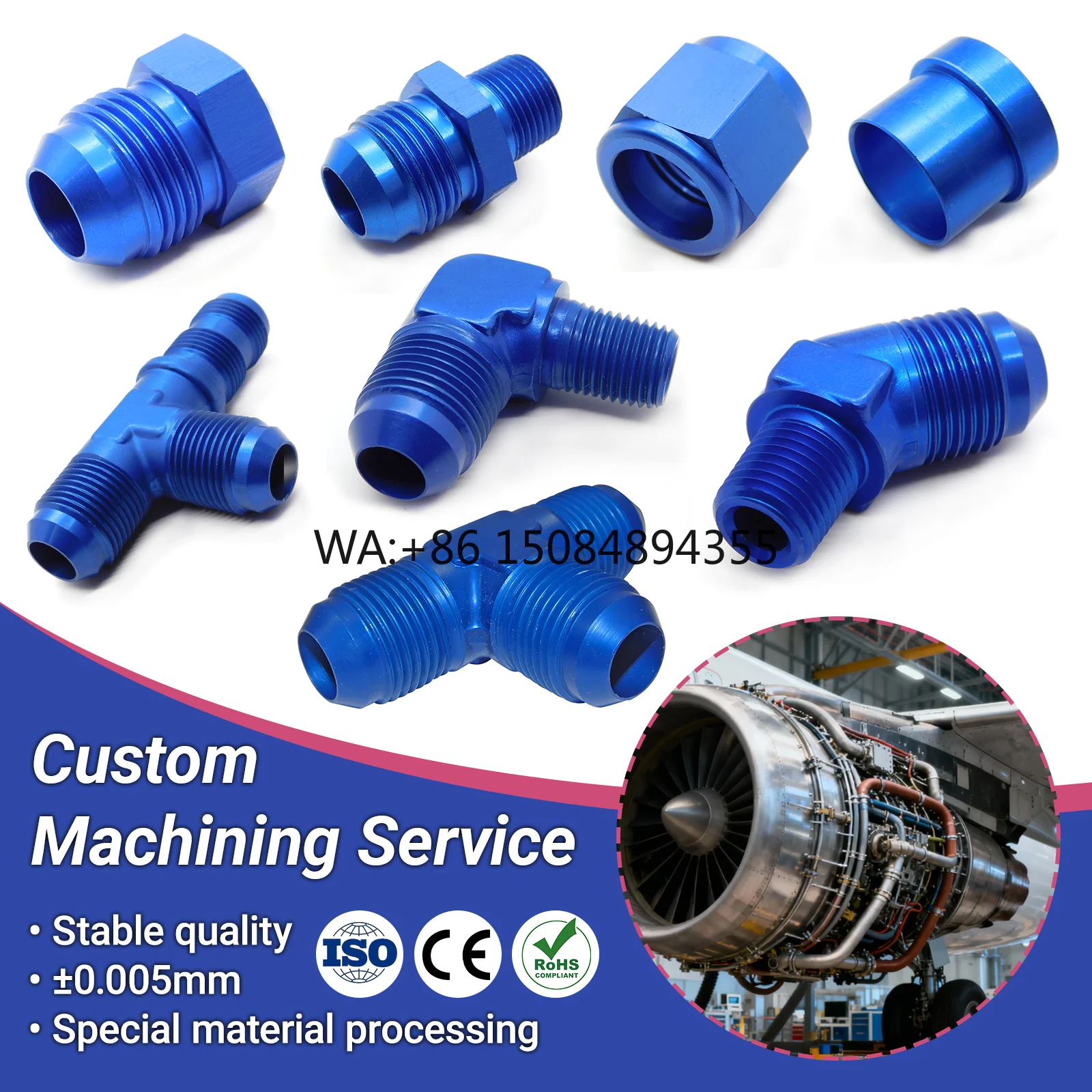 Precision Machined Stainless Steel an Series Adapter High-Pressure CNC Turning AN6 for Aerospace Hydraulic System OEM Custom