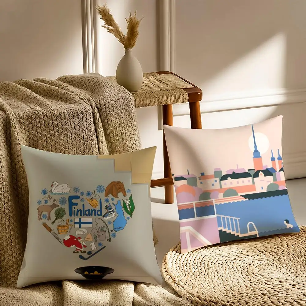 Lonomycin Pillow Finnish Illustrator Art Cushion Cushion Cover Pillowcase Anti-dustmite living Room Sofa Decor Cushion Room