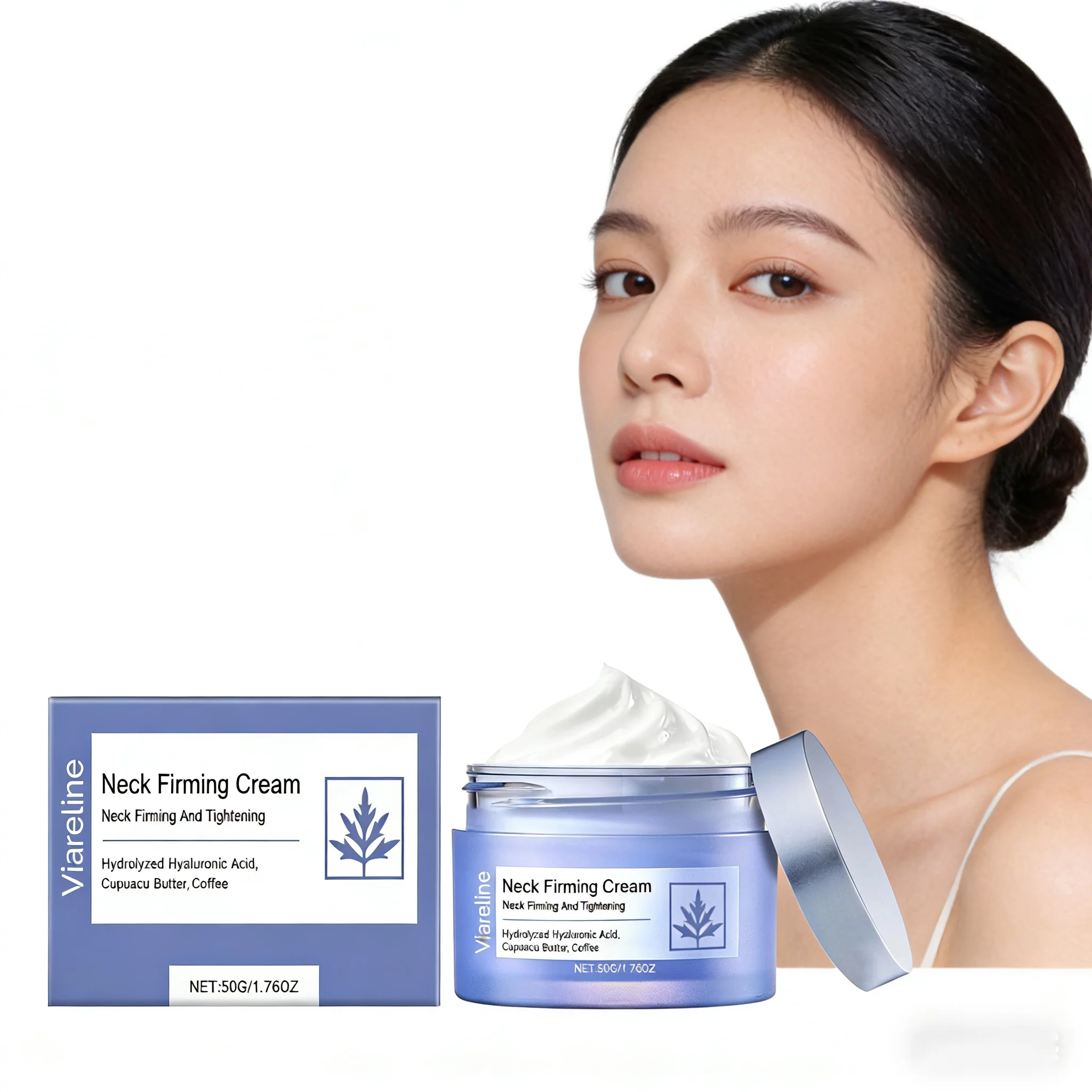 Viareline تشديد رفع الرقبة كريم تفتيح الخطوط الدقيقة الرقبة تجديد إزالة الذقن المزدوجة سطع السلس مرطب الرقبة كريم #1