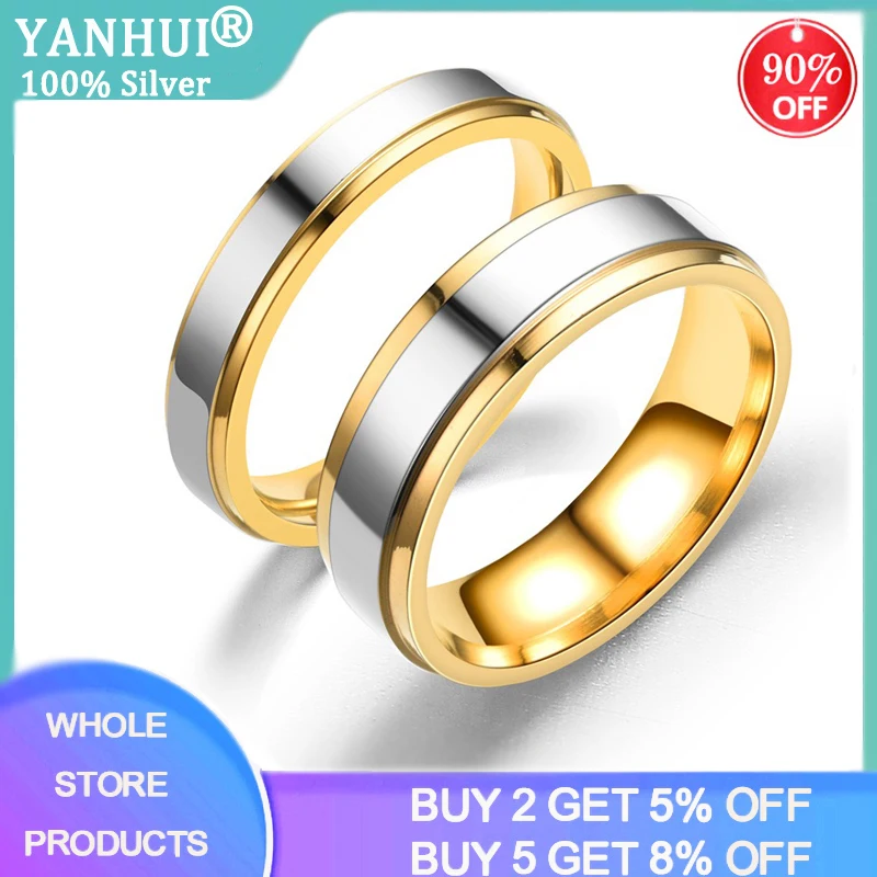 Never Fade Titanium Steel Couple Rings Silver/Gold Color Layered Wedding Infinity Ring Men and Women Engagement Jewelry Gifts