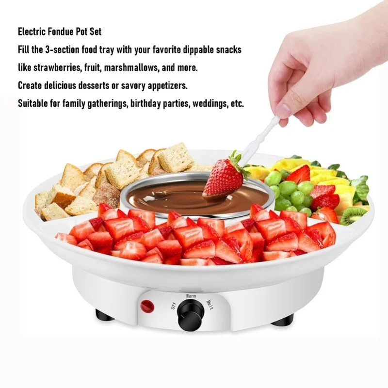 Detachable Serving Tray Electric Fondue Kit 10 Forks Chocolate Melting Pot For Party Movie Date Night AU Plug