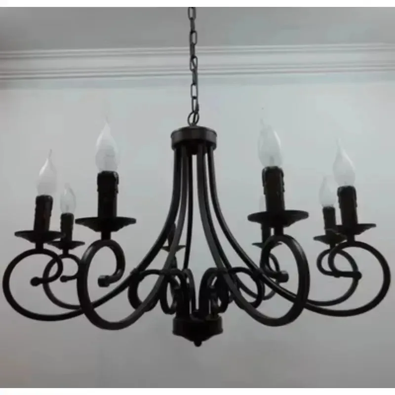 America Country Brief Style Wrought Iron Chandelier Candles Classical 8 Pieces E14 Bulb Chandeliers Light Fixture