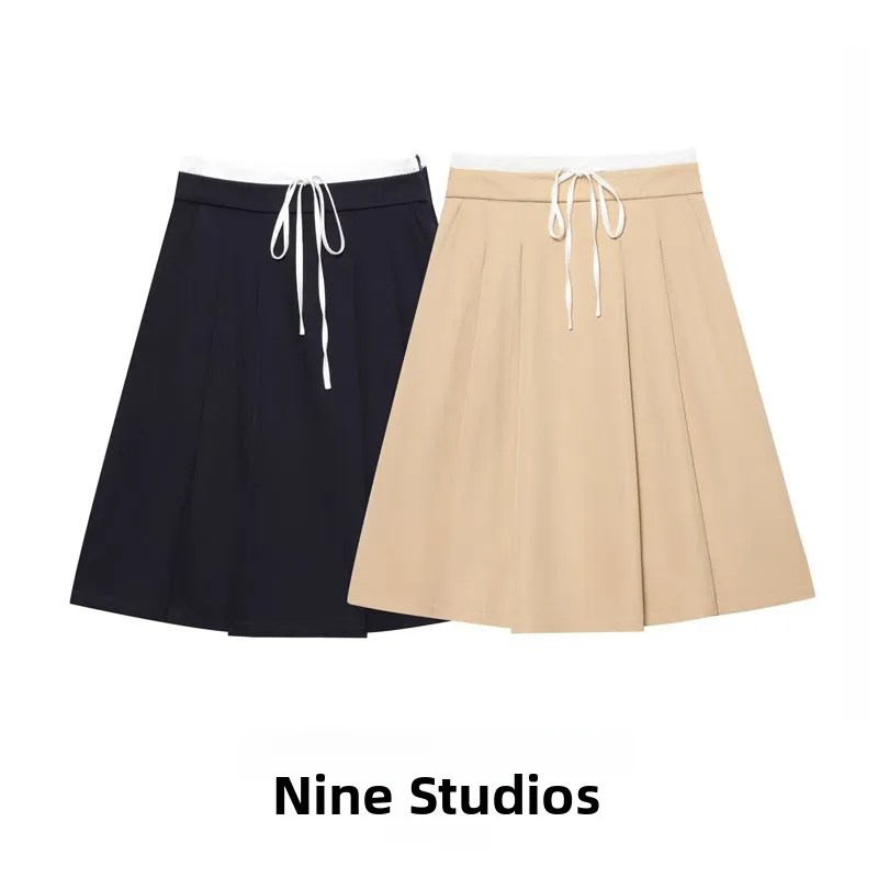 

High Waist Casual Belted Double Layered Waistline f Skirt Women's Faion 874806 Polyester A-Line Skirt Summer 2025