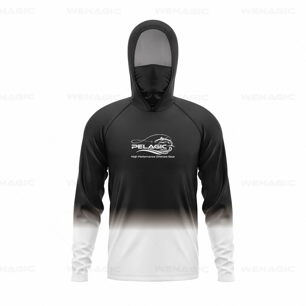 pelagic gear Men Hood Fishing Shirt long sleeve Fishing clothing fishing t shirt uv protection fishing shirt Fishing Apparel