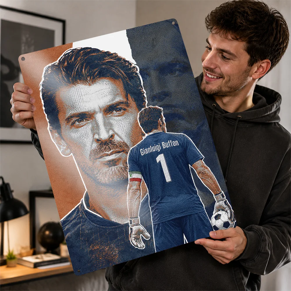 Gianluigi Buffon Football Textured Poster Customized Metal Tin Sign Club Legacy Style Wall Art Ideal For Home Gym Or Game Room