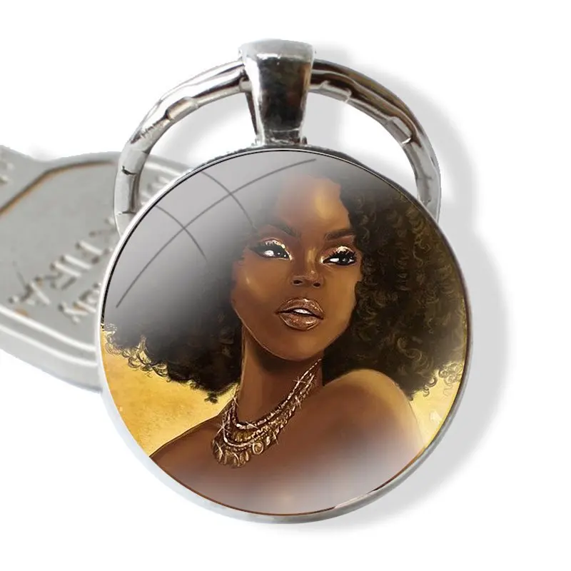 Keychain Handmade Glass Cabochon Key Ring Holder Pendant Key Chains 2bunz Melanin Poppin Aba