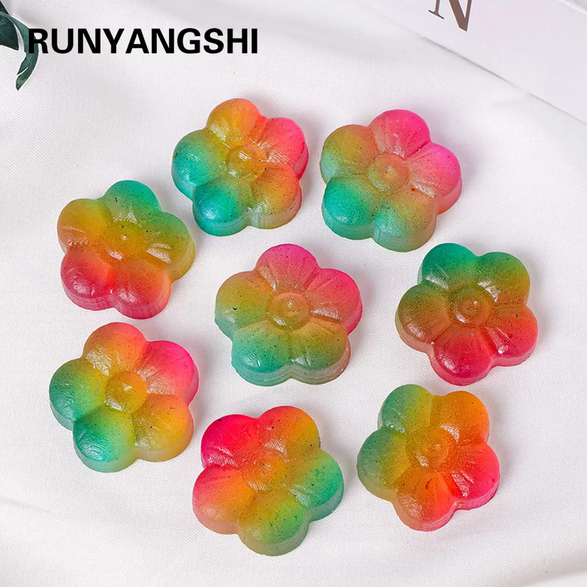 1/3pcs Natural Crystal Aura Rainbow Color Selenite Flower Mind Healing Finger Massage Stone Jewelry and jewelry Making