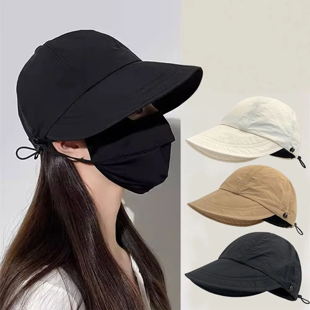 

Foldable Wide Brim Ponytail Sun Hat Drawstring Adjustable Cap Summer Quick-dry Visor Fisherman Cap For Women Beach Hat
