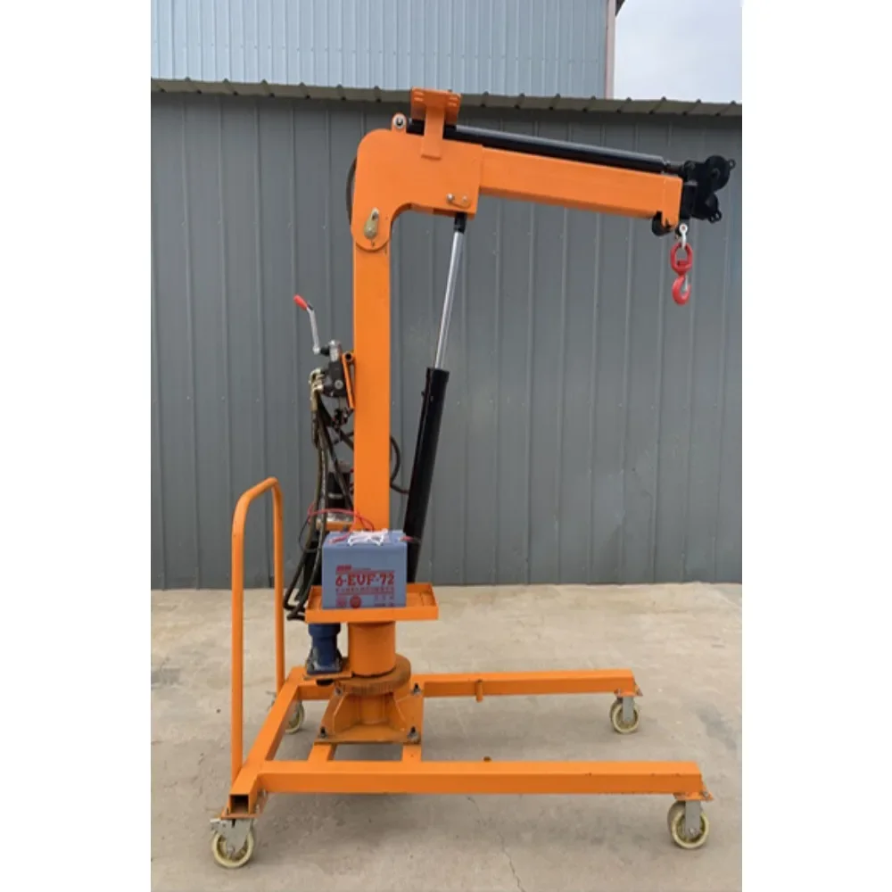 Mobile small hydraulic crane simple rotation with truck loading and unloading