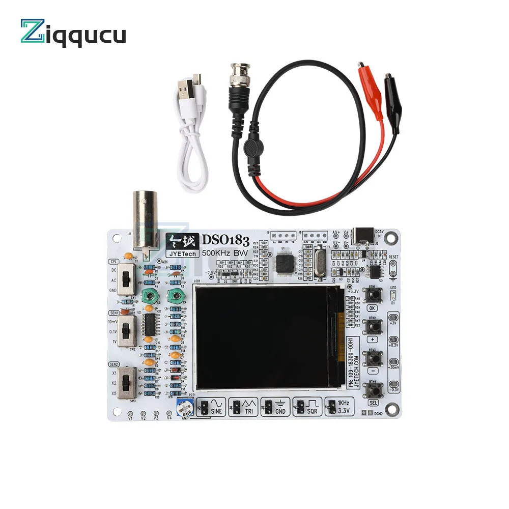

DC 5V DSO183 Digital Oscilloscope DIY Loose Parts Teaching Practical Training Electronic Production Kit 0-500KHz TypeC Interface