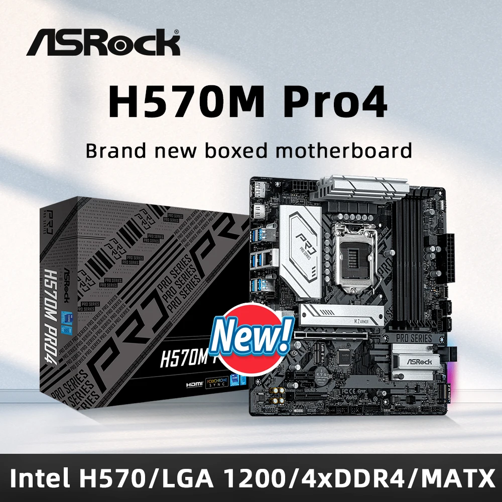 

ASRock Brand New H570M PRO4 Motherboard Support 10700F 11700F 11600K 10400F 11400F 10100 11900K CPU 4xDDR4 M.2 mATX LGA 1200