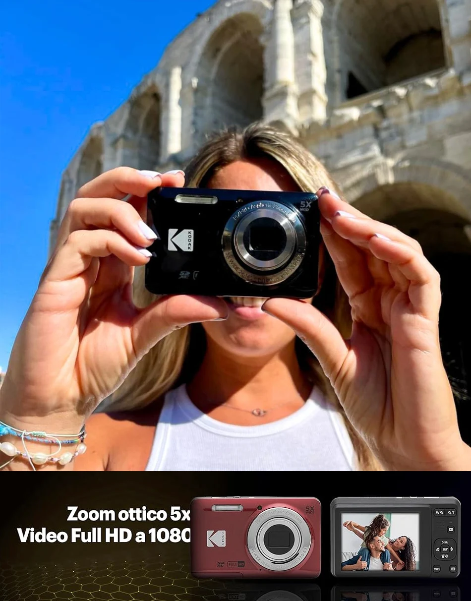 KODAK PIXPRO FZ55 16MP Digital Camera 5X Optical Zoom 28mm Wide Angle 1080P Full HD Video 2.7" LCD Vlogging Camera