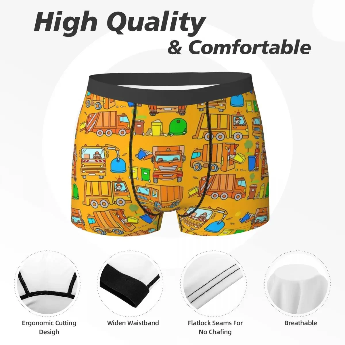 Boxer Underpants Shorts Garbage Truck Design Trashtrucks Rubbish Collection Vehicles Panties Men's Comfortable Underwear