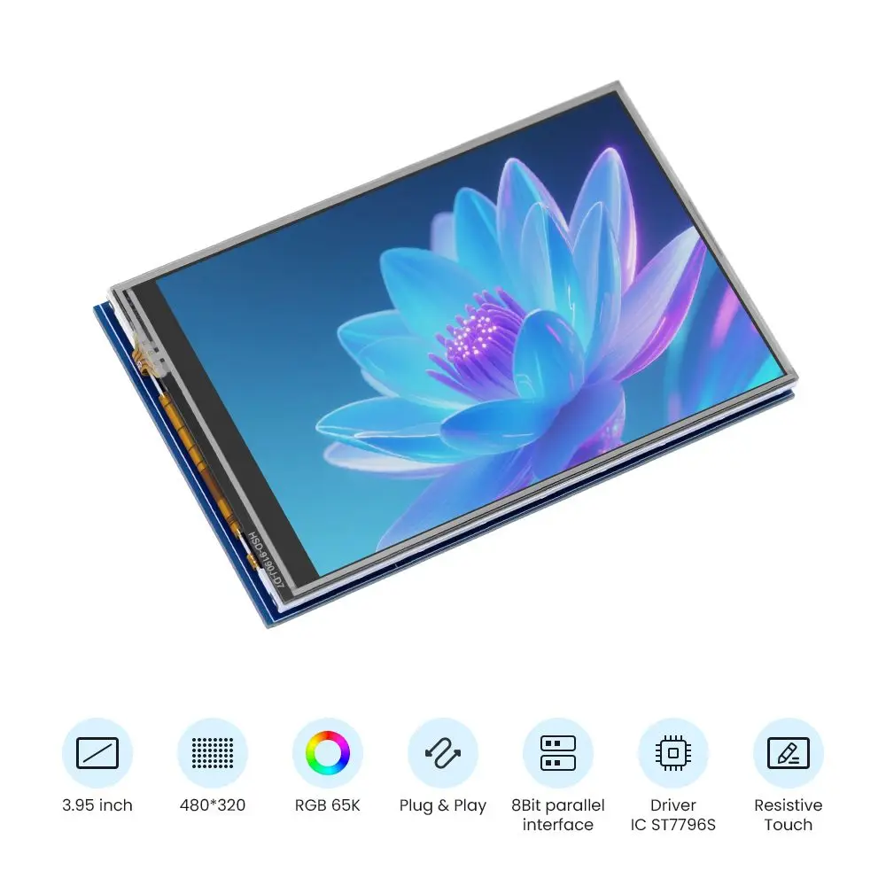 Elecrow 3.95'' Arduino Display TFT LCD Module Touch Screen 480*320 Onboard 5V/3.3V, SD Card Slot Plug-in Use for DIY Maker