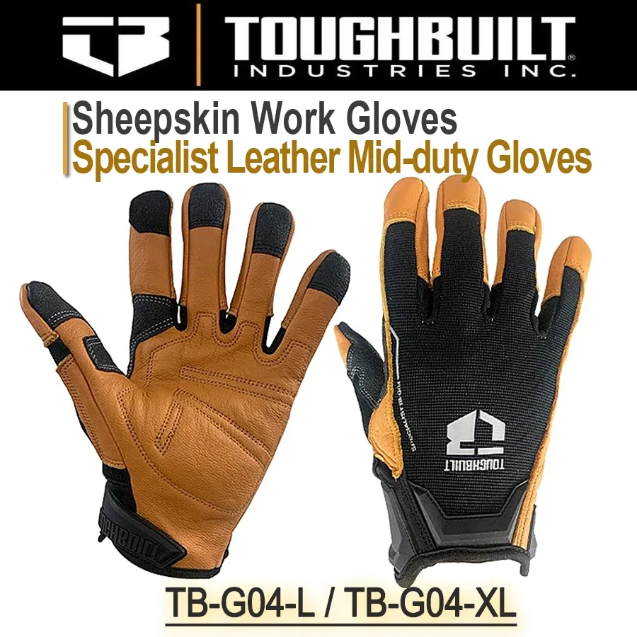 

TOUGHBUILT Sheepskin Work Gloves Hand Protection Specialist Leather Mid-duty Gloves TB-G04-L / TB-G04-XL